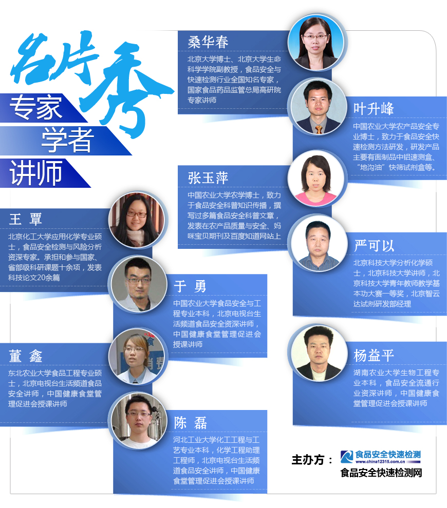 首屆《食品安全快速檢測(cè)培訓(xùn)班》專(zhuān)家?學(xué)者?講師名片 首屆《食品安全快速檢測(cè)培訓(xùn)班》專(zhuān)家?學(xué)者?講師名片